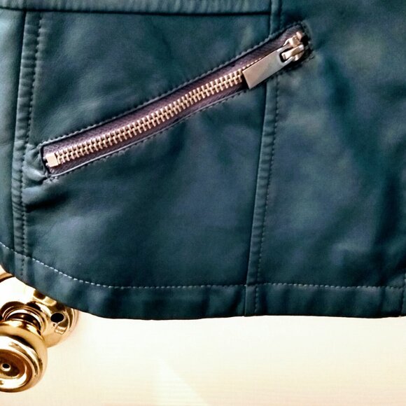 NY&C FAUX LEATHER BLUE JACKET NEW YORK COMPANY SIZE L - Picture 4 of 6